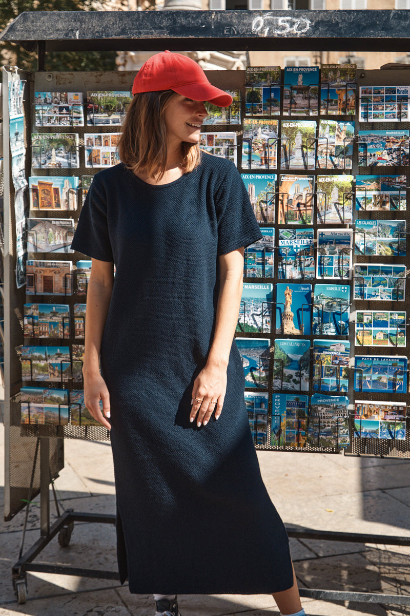 CARLA T-Shirt Dress in Organic Cotton - Navy