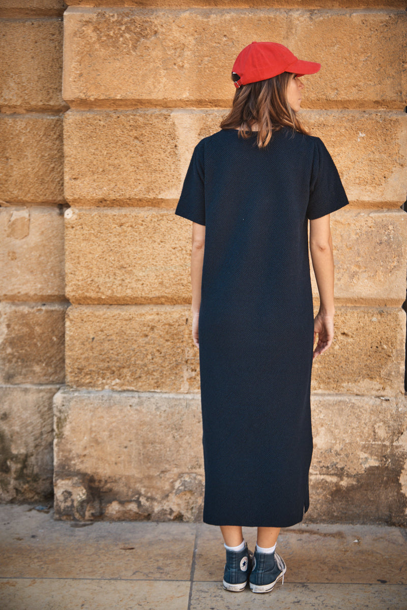 CARLA T-Shirt Dress in Organic Cotton - Navy