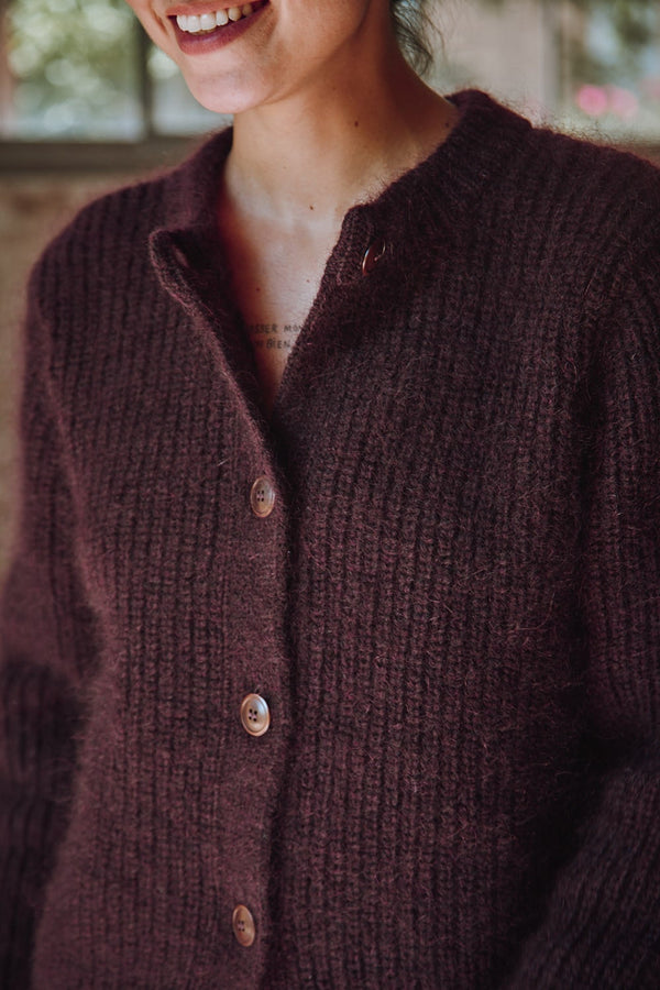 CHARLOTTE Cardigan in Plum - Cruelty Free Mohair & Merino Wool - L'Envers