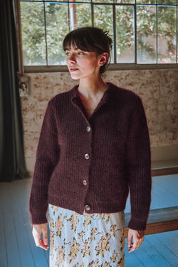 CHARLOTTE Cardigan in Plum - Cruelty Free Mohair & Merino Wool - L'Envers