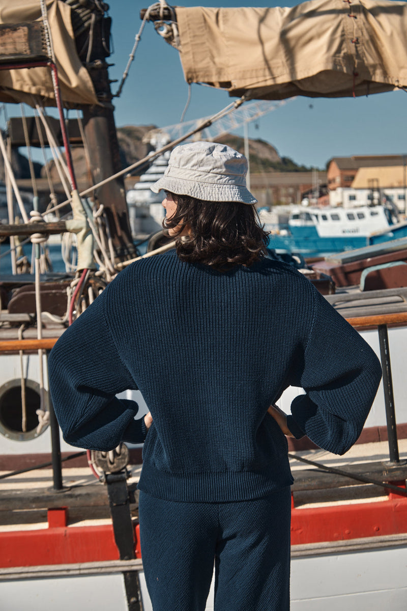 CLEMENTINE Batwing Sweater in Organic Cotton - Navy Blue