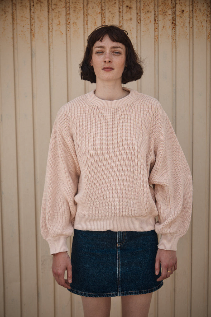 CLEMENTINE Batwing Sweater in Organic Cotton - Powder Pink