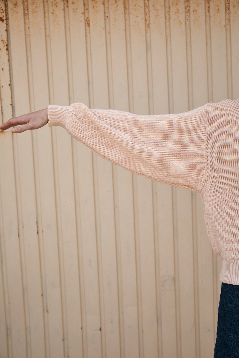 CLEMENTINE Batwing Sweater in Organic Cotton - Powder Pink