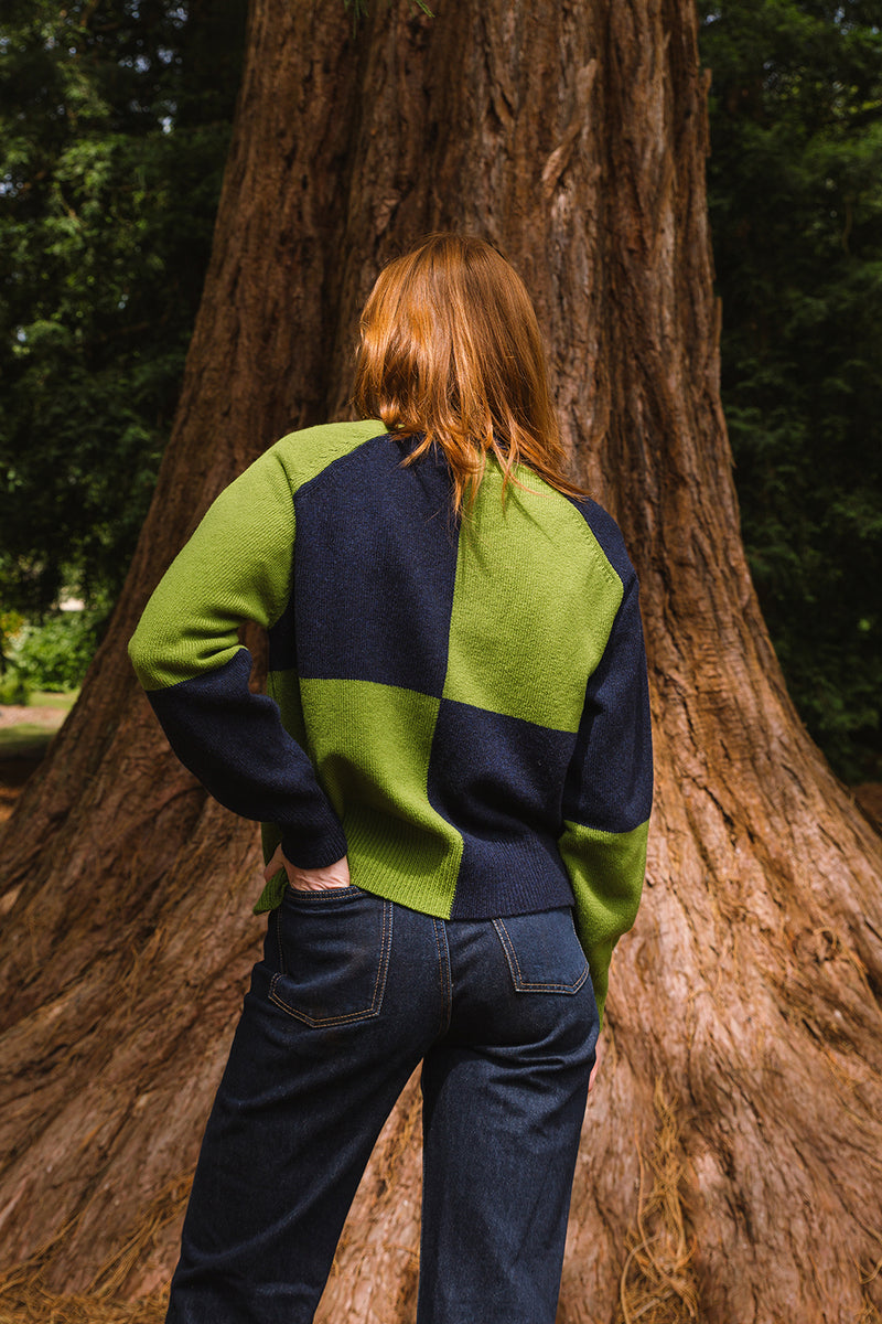 Check Cardigan - Moss