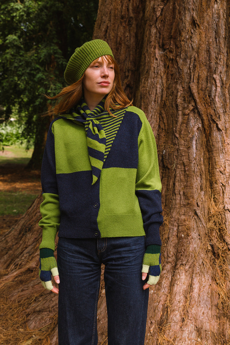 Check Cardigan - Moss