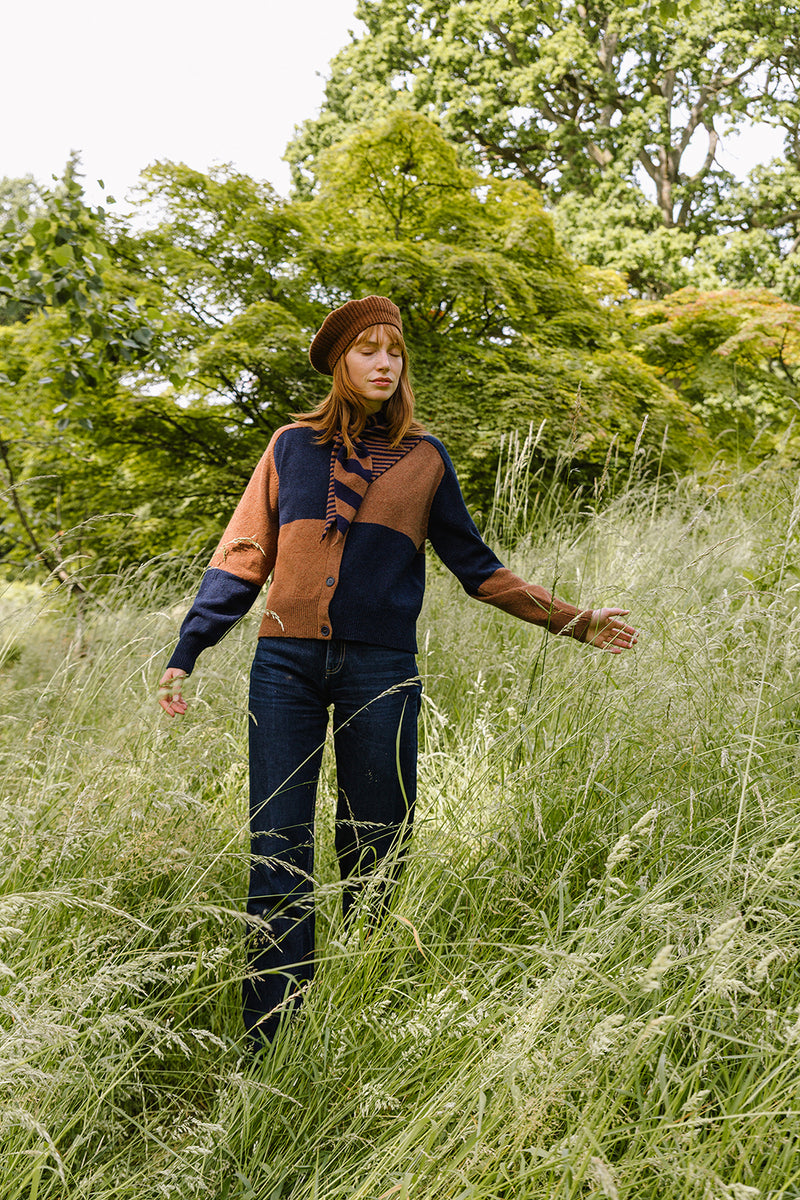 Check Cardigan - Suede