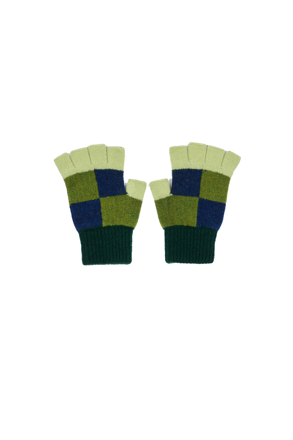 Check Fingerless Glove - Moss