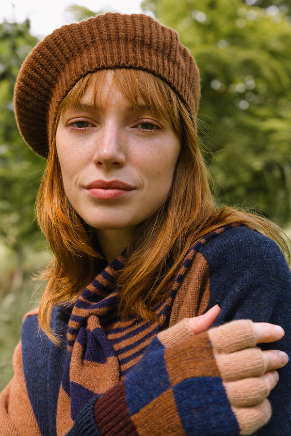 Check Fingerless Glove – Suede