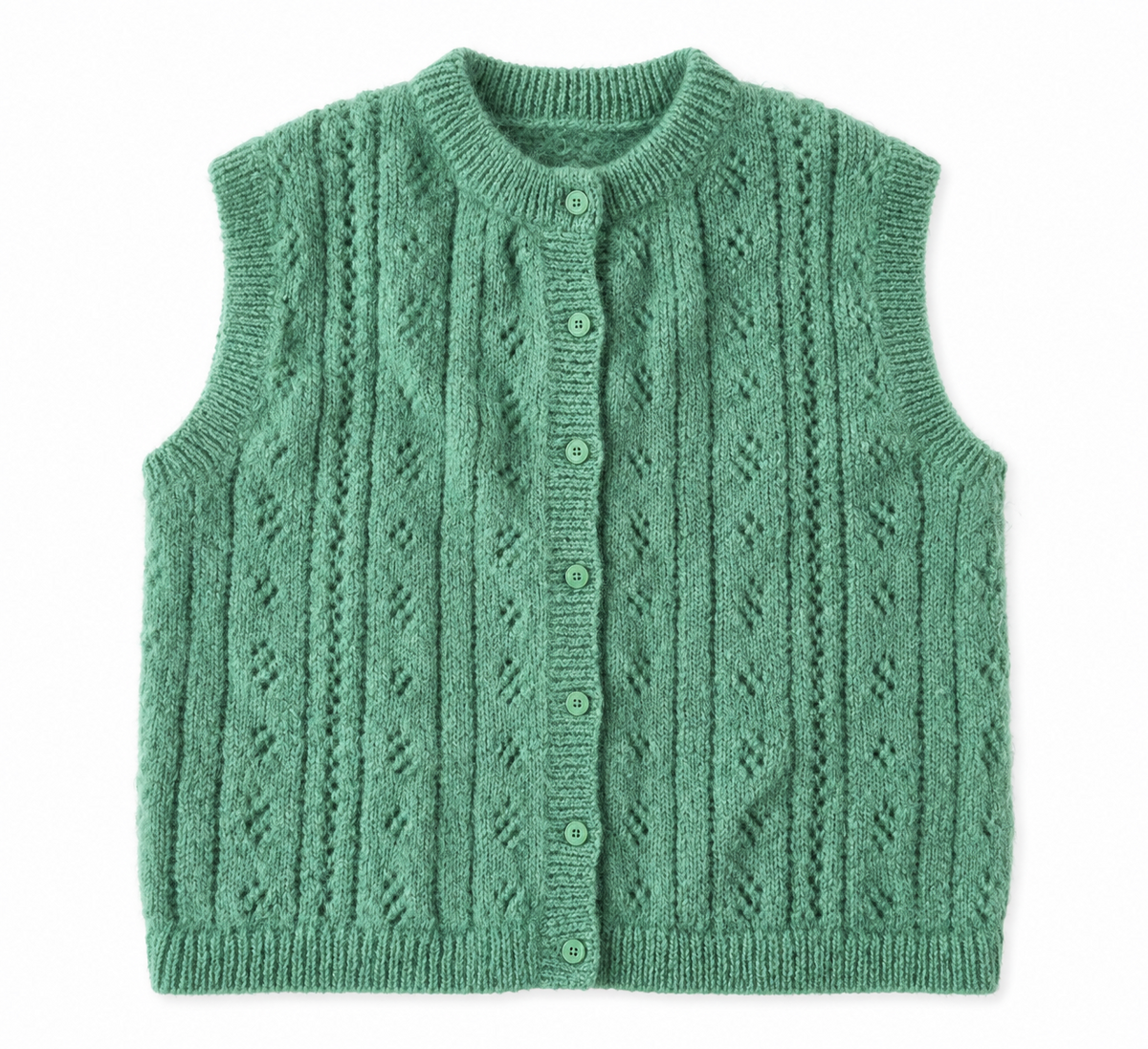 Pointelle Knit Vest - Pistachio Green