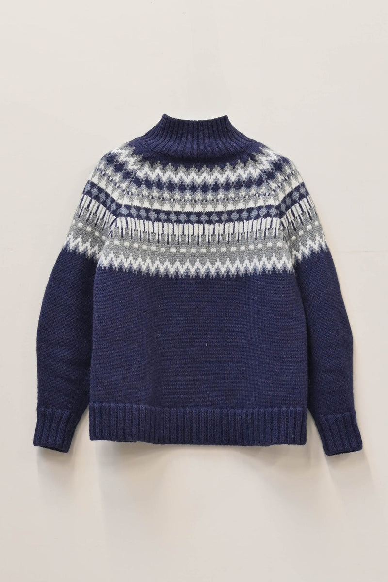 Fara British Wool Sweater in Navy