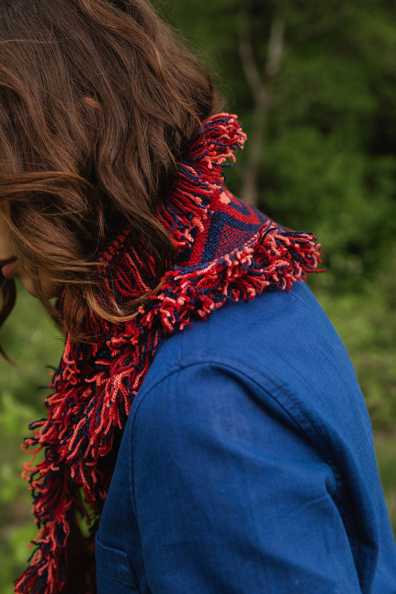 Suedey Fringe scarf – Peony