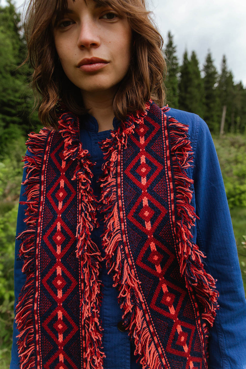 Suedey Fringe scarf – Peony