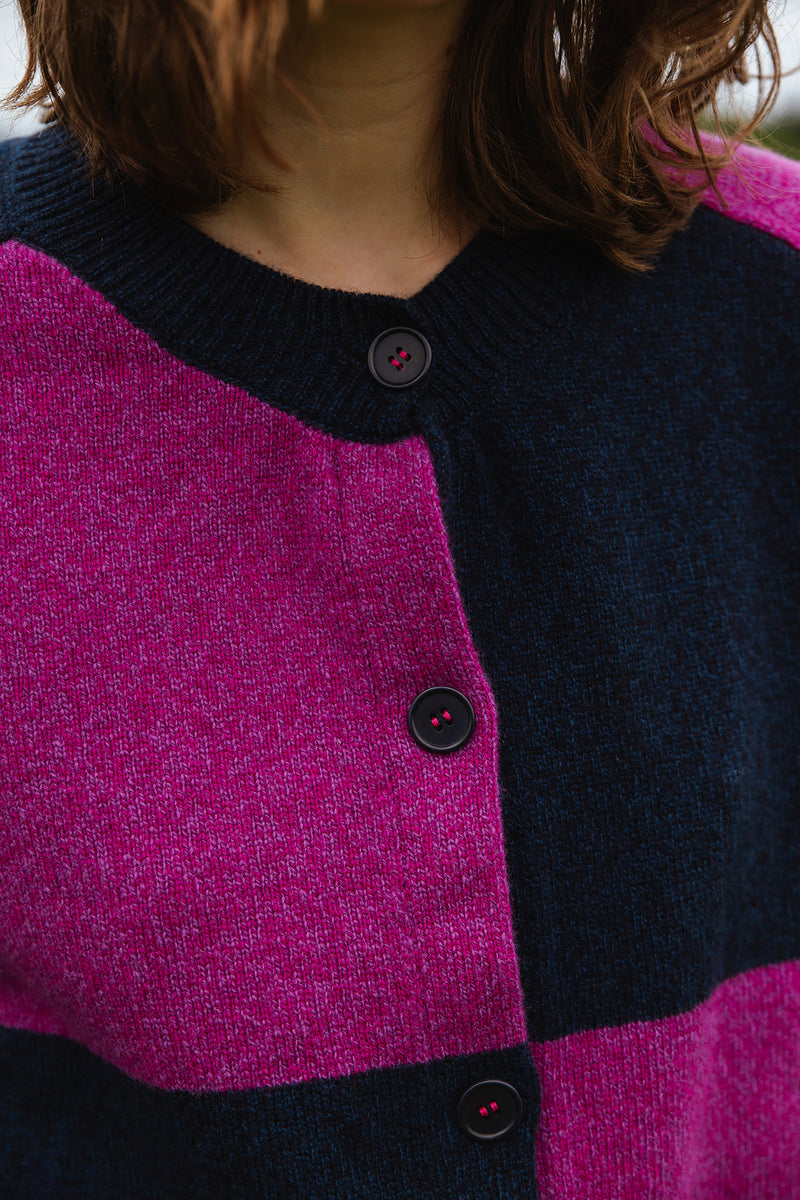 Tewksbury Check Cardigan Fig