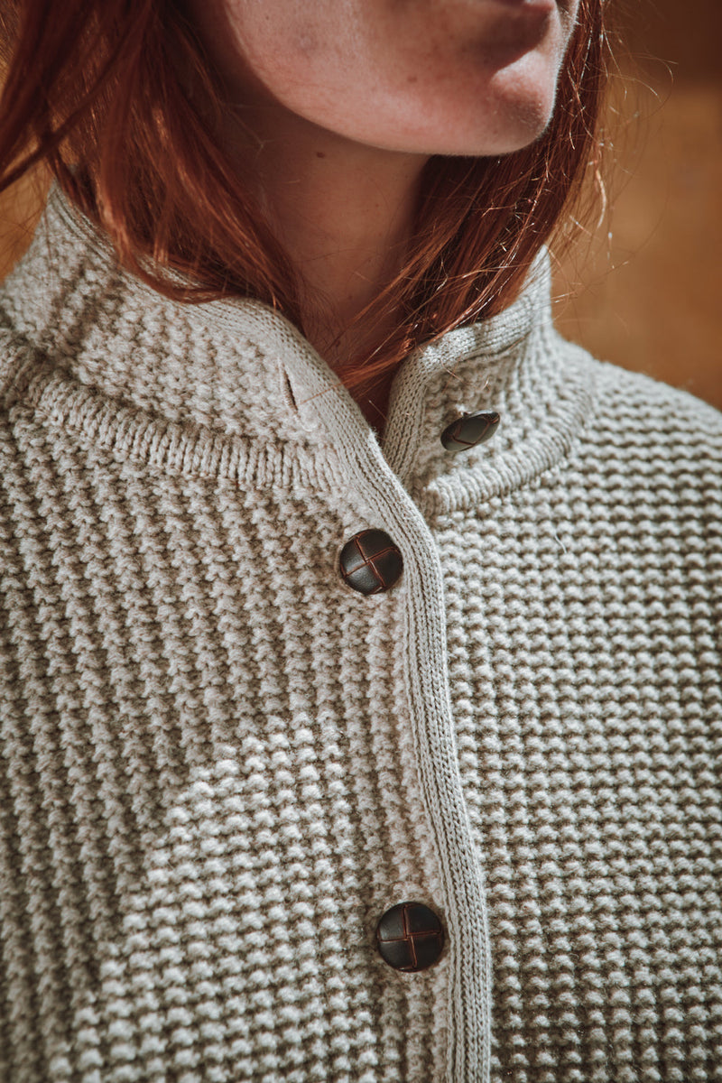 DELPHINE Bell-Sleeve Knit Jacket in Merino Wool - Beige