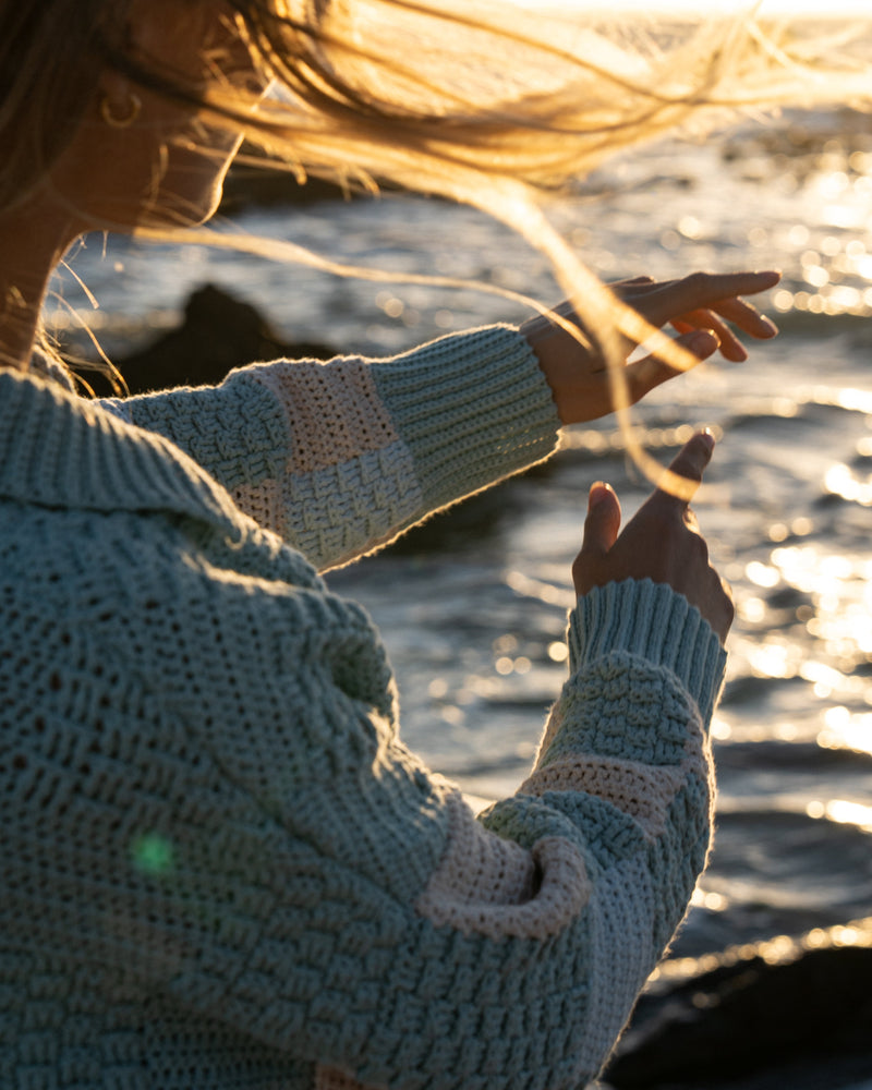 Prietema: Fantasy Sea Foam Crochet Cotton Jacket