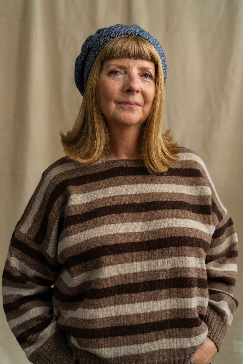 Womens Wool Beret | Cornflower Marl