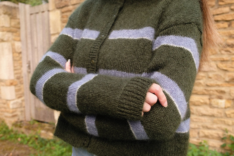 Stripe Cardigan - Ivy Green