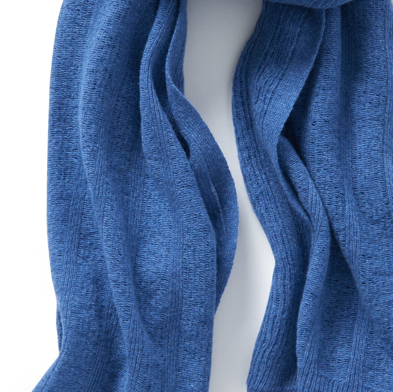 Fine Merino Lambswool Brant Wrap in Denim