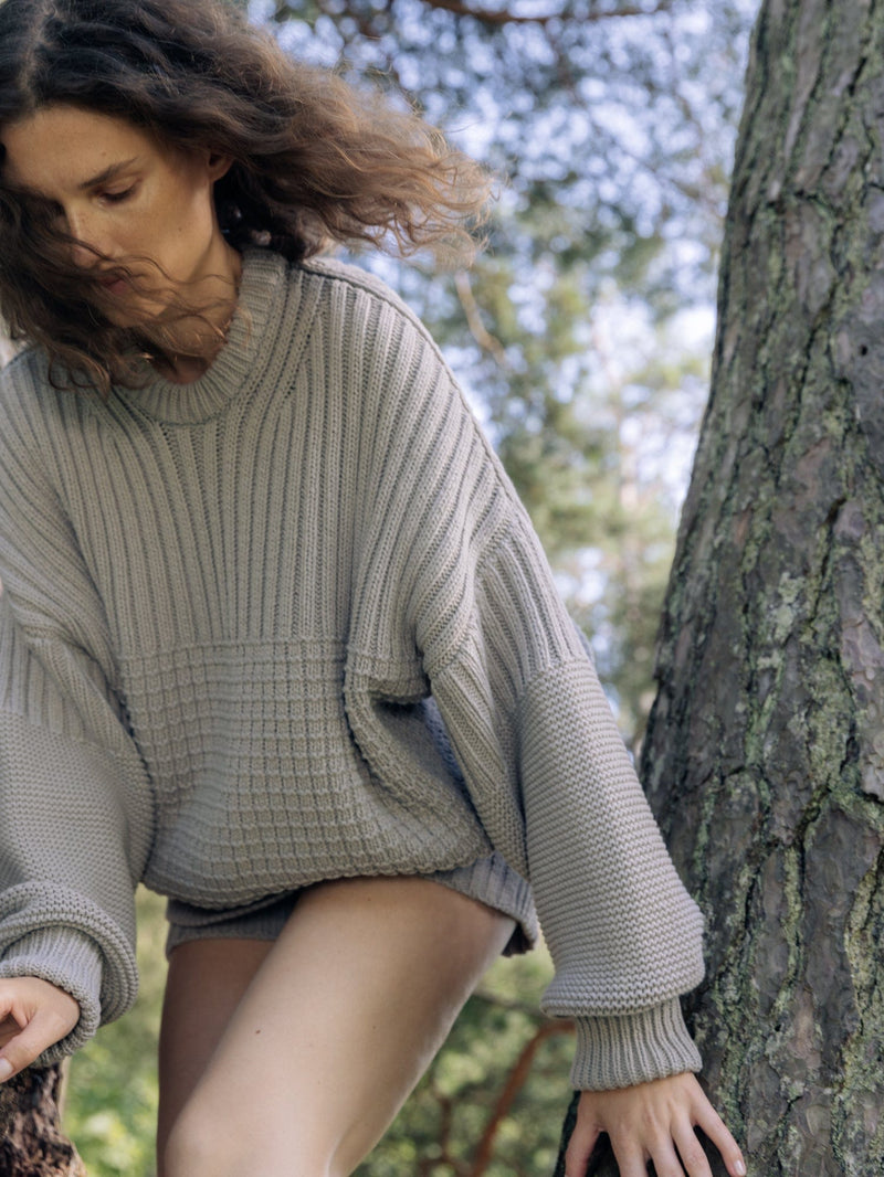 Delčia: Cloud Grey Cotton Sweater