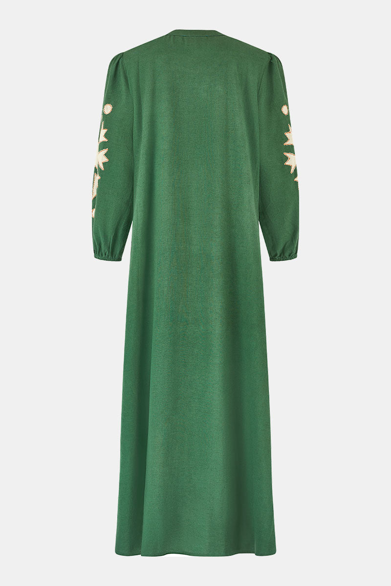 Back shot. East Jill Green applique dress.