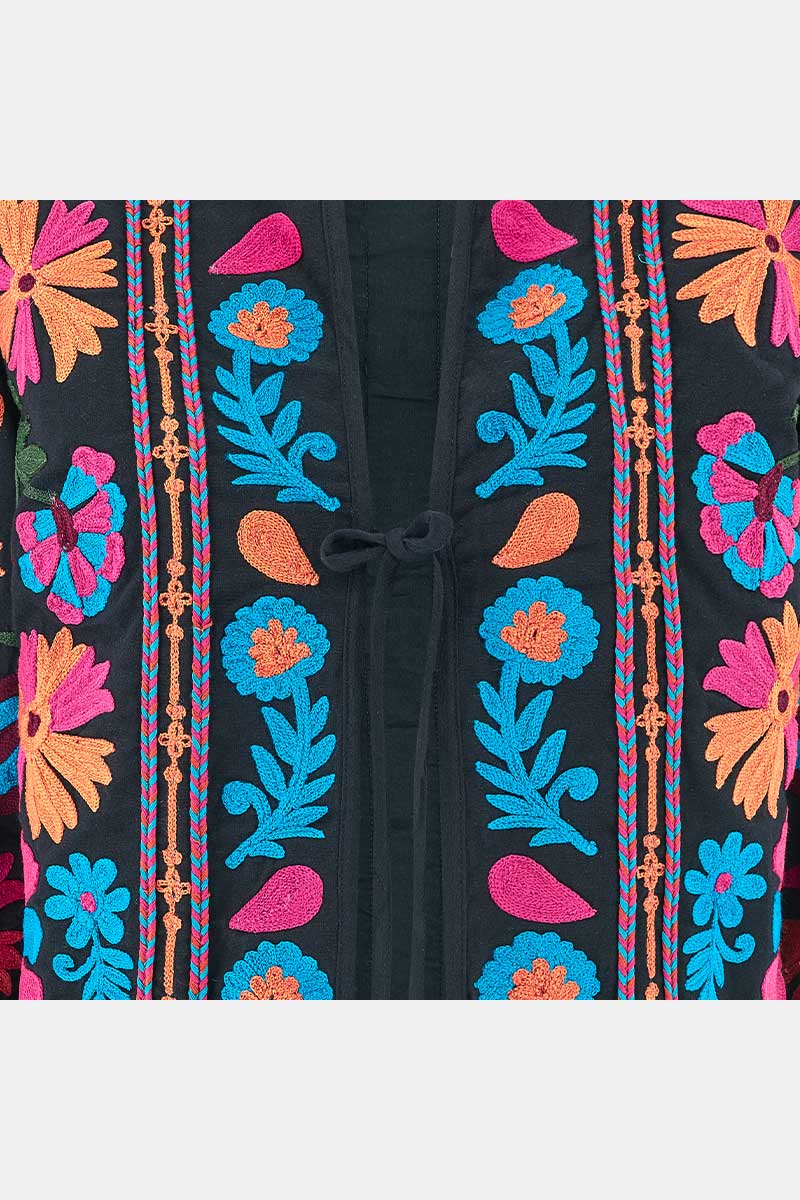 Detail shot of East Heritage Marissa black embroidered Jacket