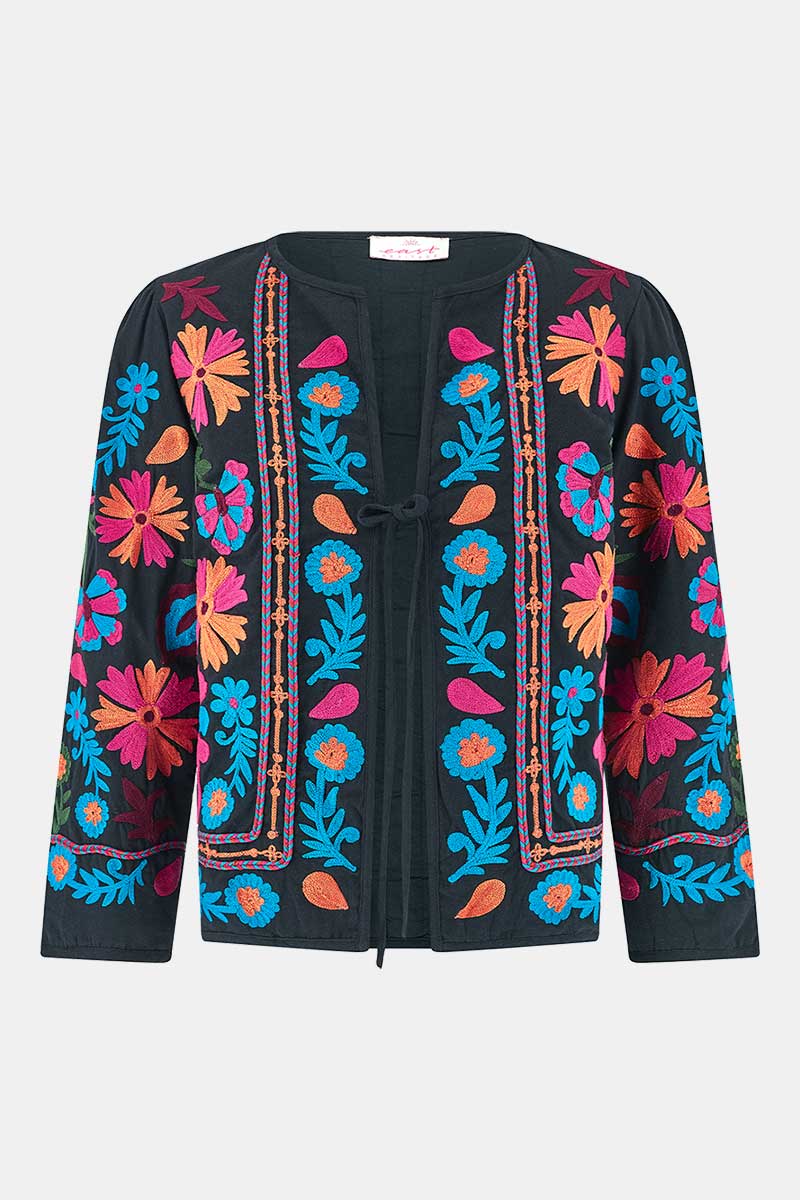 Front shot of East Heritage Marissa black embroidered Jacket