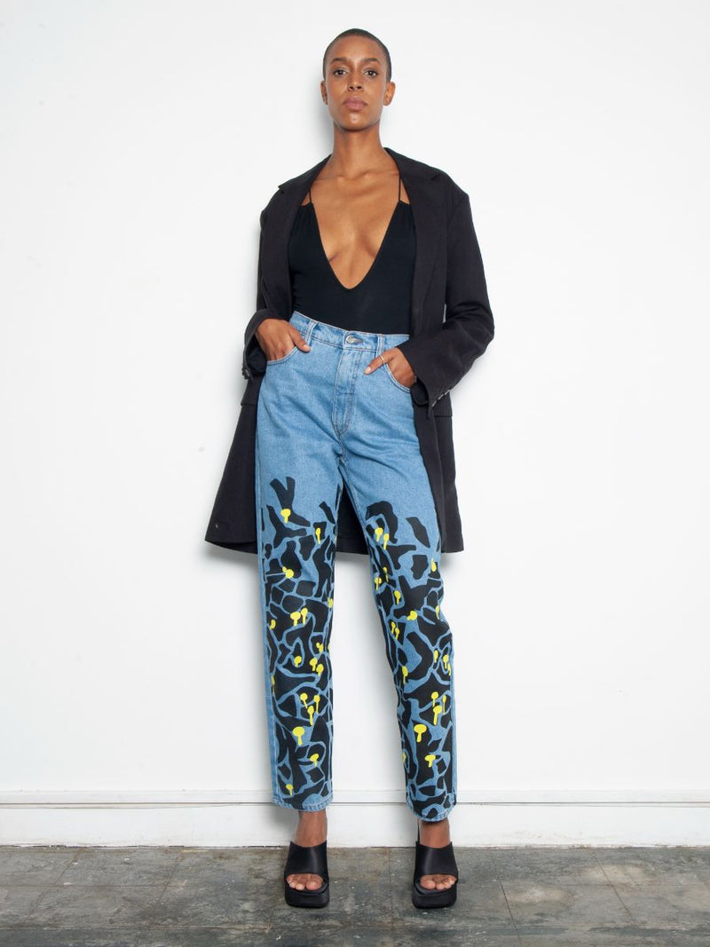 Women's High Waist Jeans | Floral Print | Sustainable | Fanfare