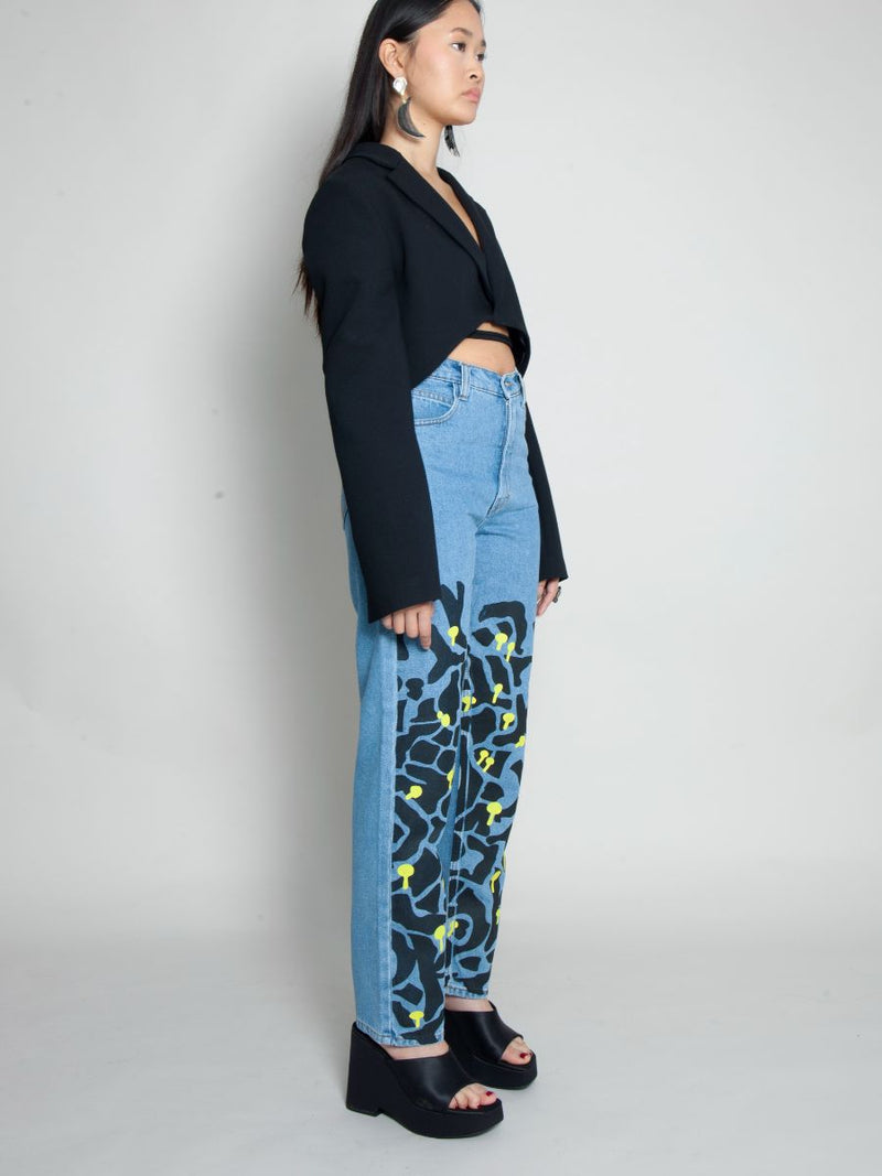 Women's High Waist Jeans | Floral Print | Sustainable | Fanfare