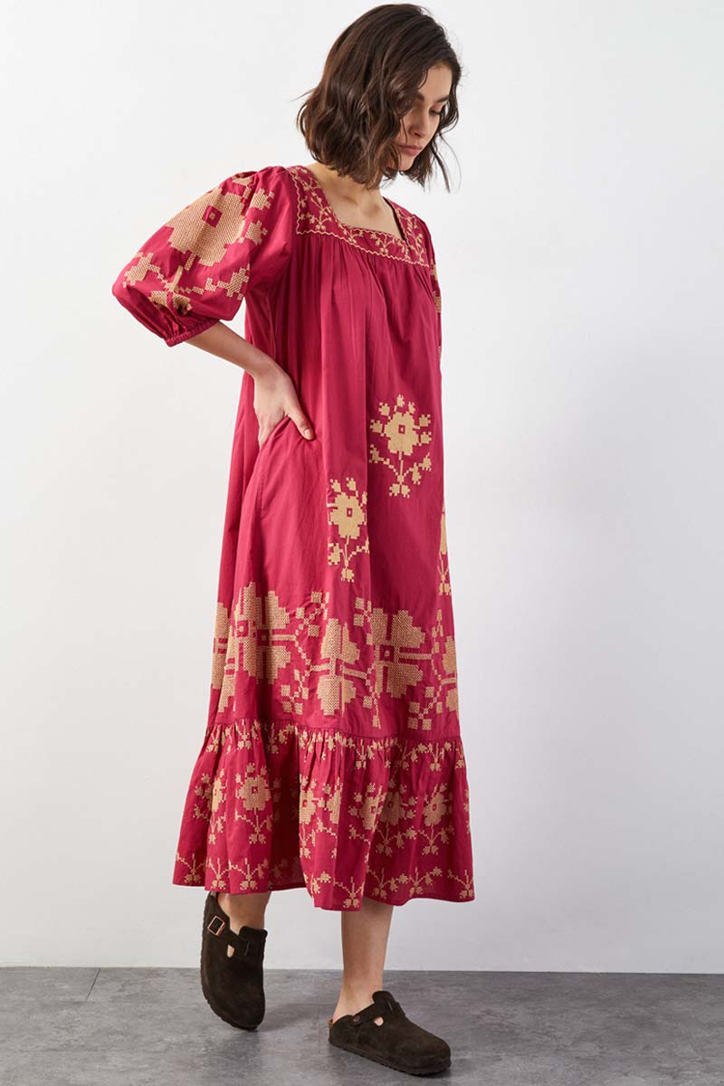 Diya Floral Embroidered Dress