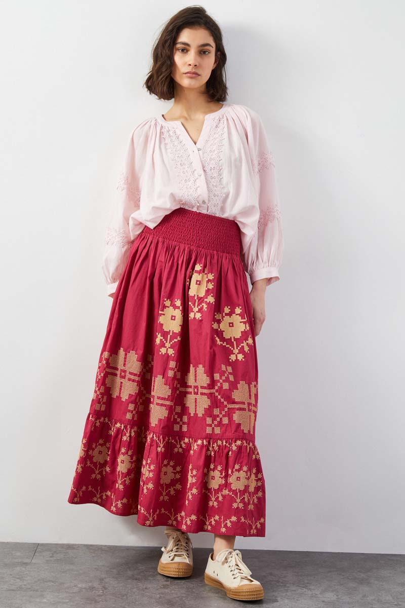 Diya Floral Embroidered Skirt