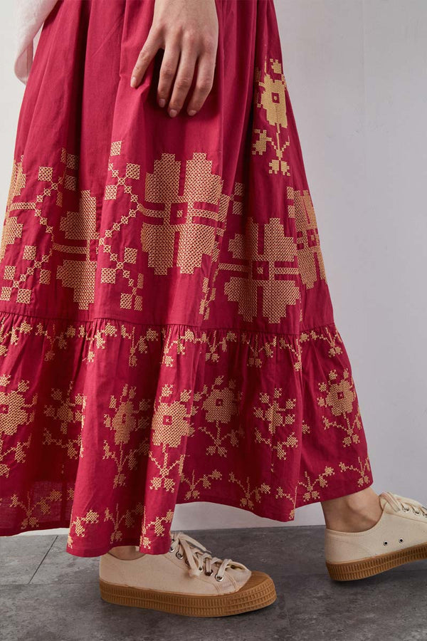 Diya Floral Embroidered Skirt