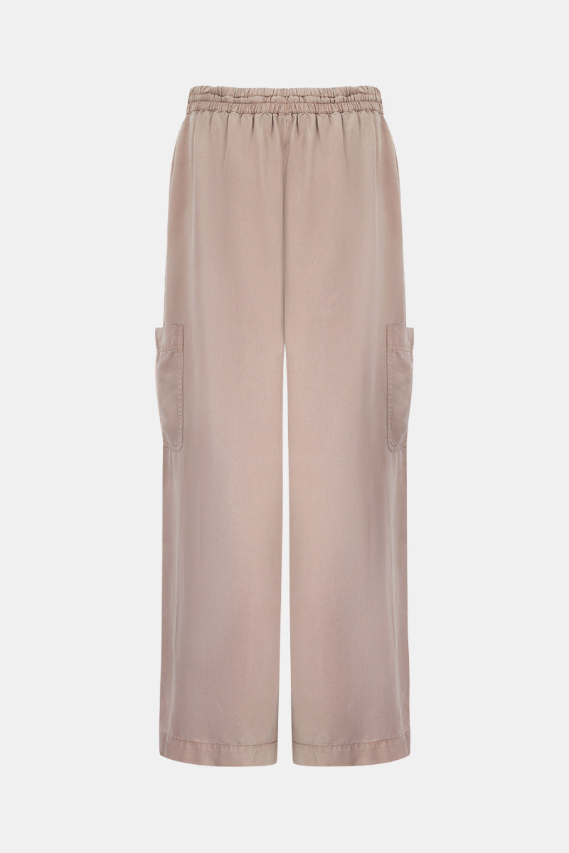Flat shot back view of East Heritage Nia Stone Pocket Trousers