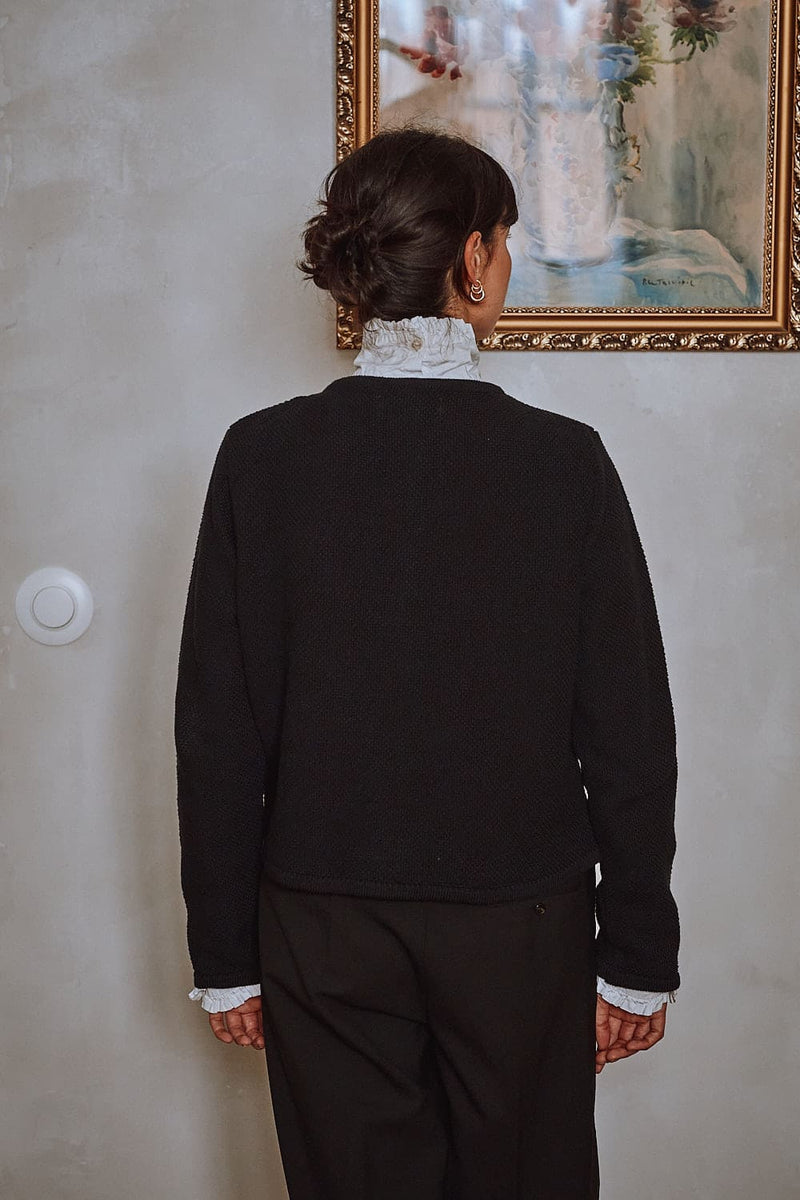 EMILIE Short Jacket in Organic Cotton - Black | L'Envers