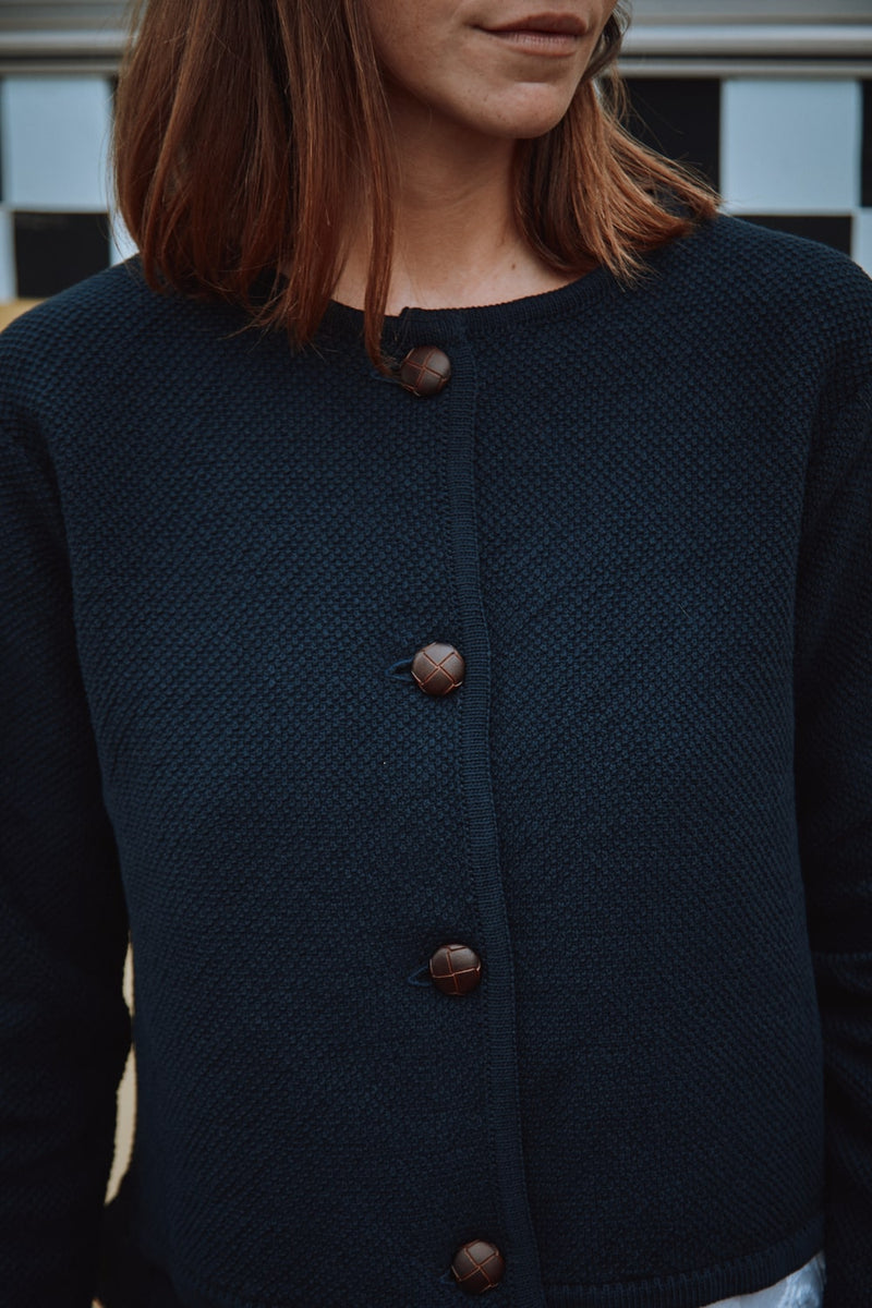 EMILIE Short Jacket in Organic Cotton - Navy | L'Envers