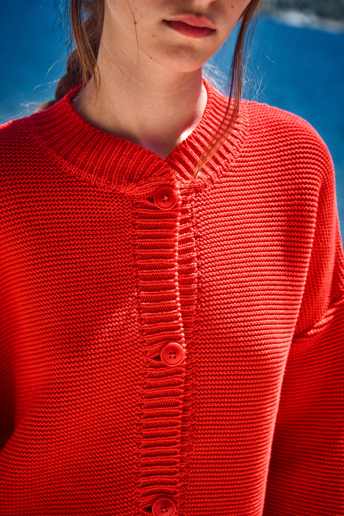 ESTELLE Teddy Jacket in Organic Cotton - Red - L'ENVERS