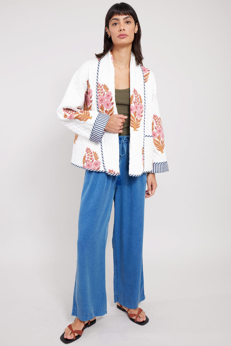Front view of model wearing wearing East Kenzie Jacket with East Tessa Trouser