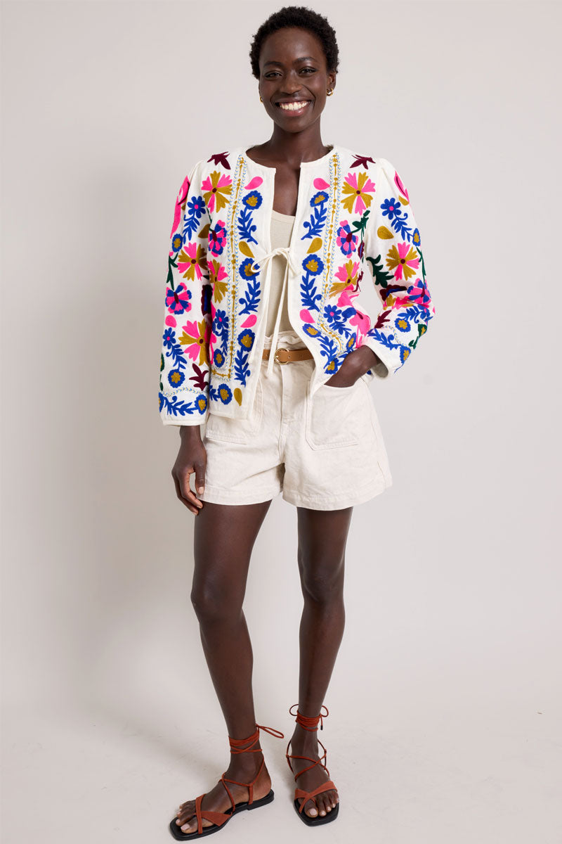 Model wears East Kimberley Embroidered Jacket