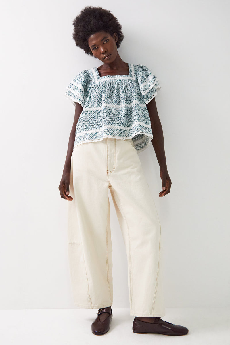 Duva Printed Cotton Top