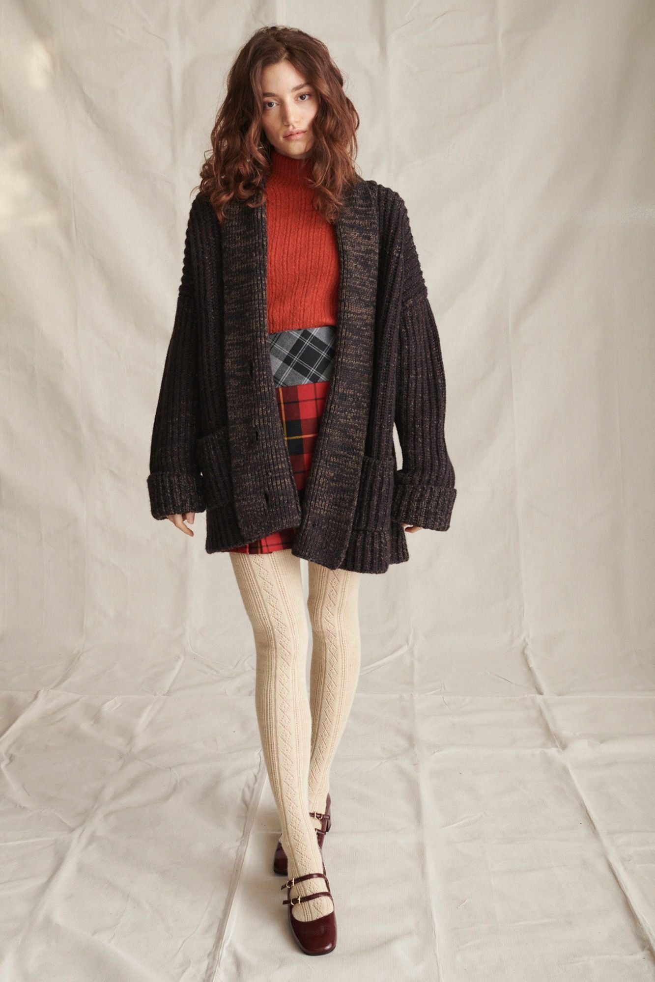 Eccleston Cardigan in Peat & Sloe Mouline