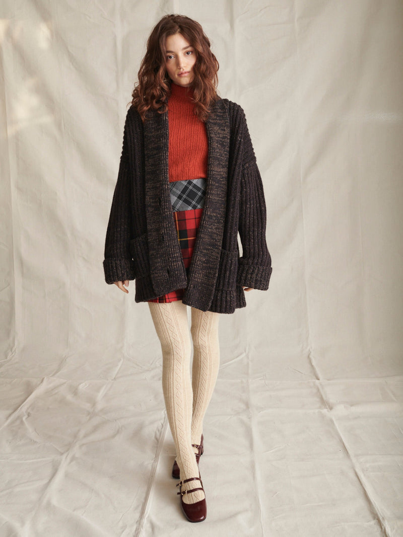 Eccleston Cardigan in Peat & Sloe Mouline