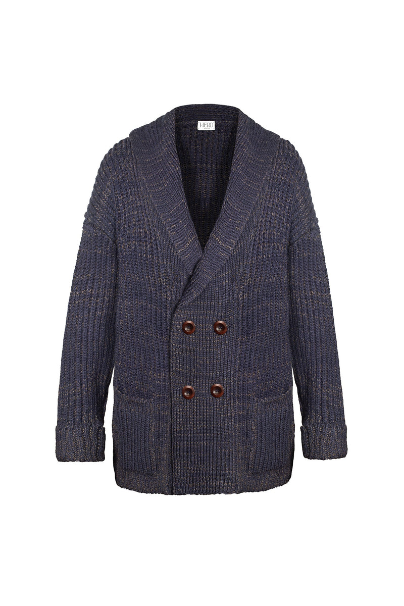 Eccleston Cardigan in Peat & Sloe Mouline