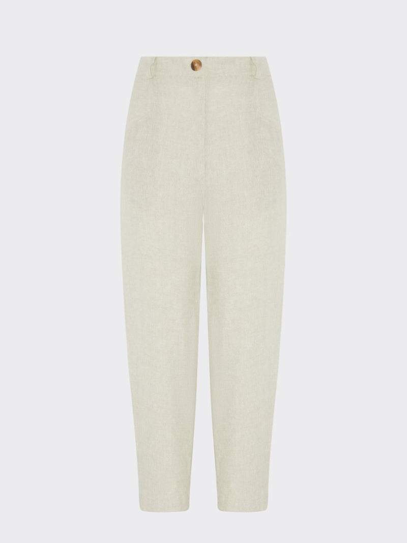 Women's Linen Suit Trousers in Beige with Trim | Sustainable | Fanfare