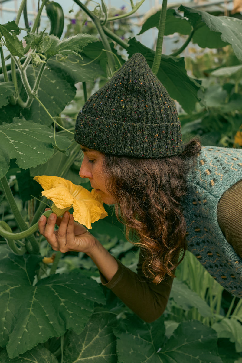 Unisex Seaweed green merino wool fishermans beanie 