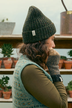 Unisex Seaweed green merino wool fishermans beanie 