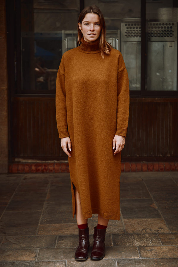 FREYA Wool Dress in Amber - 100% Cruelty Free Merino Wool - L'Envers