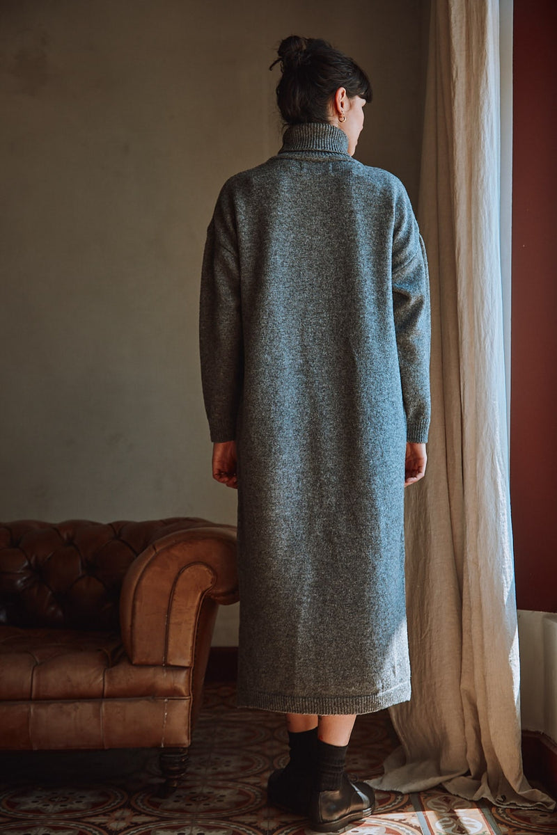 FREYA Wool Dress in Ash Grey - 100% Cruelty Free Merino Wool - L'Envers