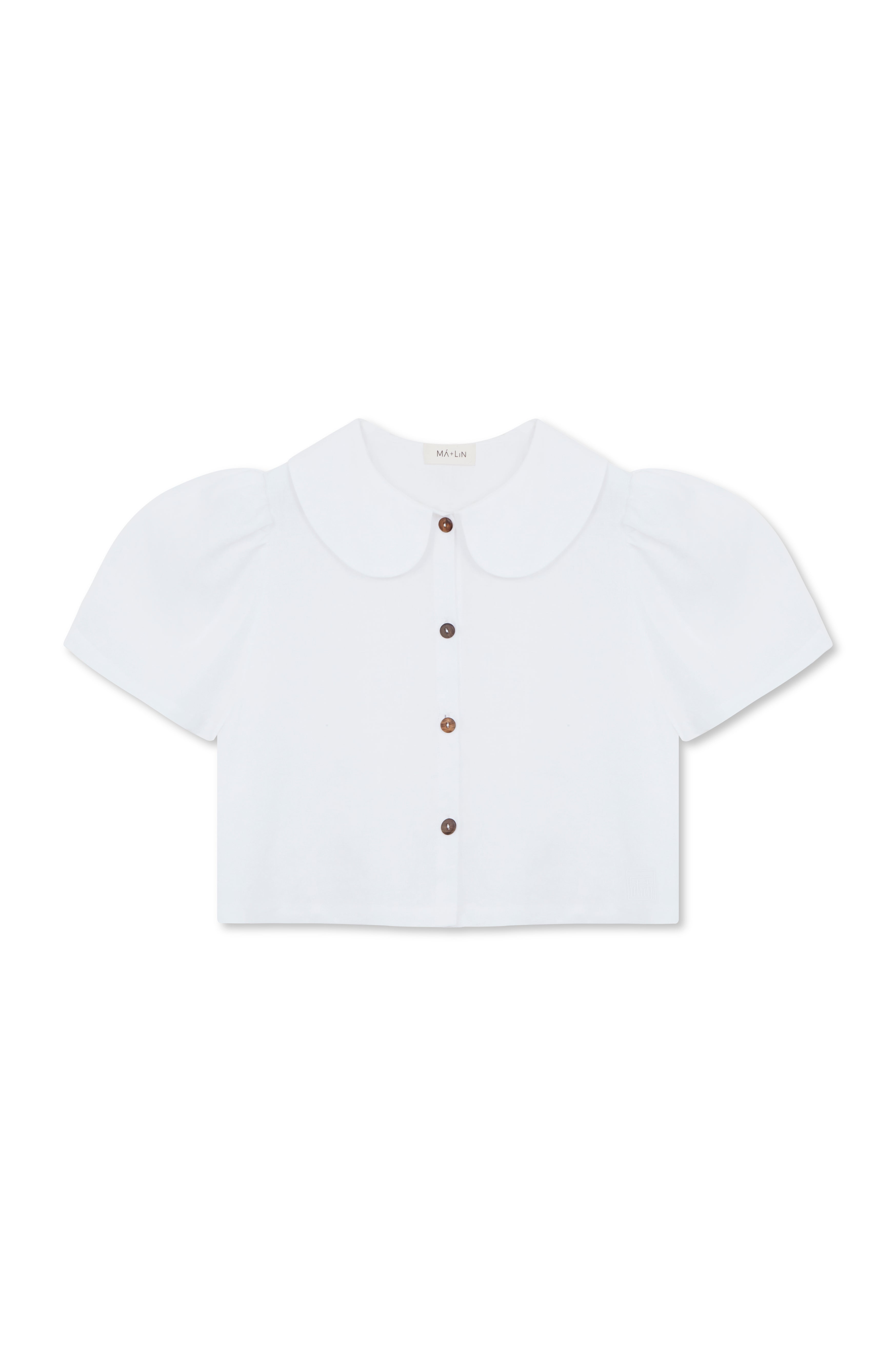 Frances Linen Cropped Blouse  - White