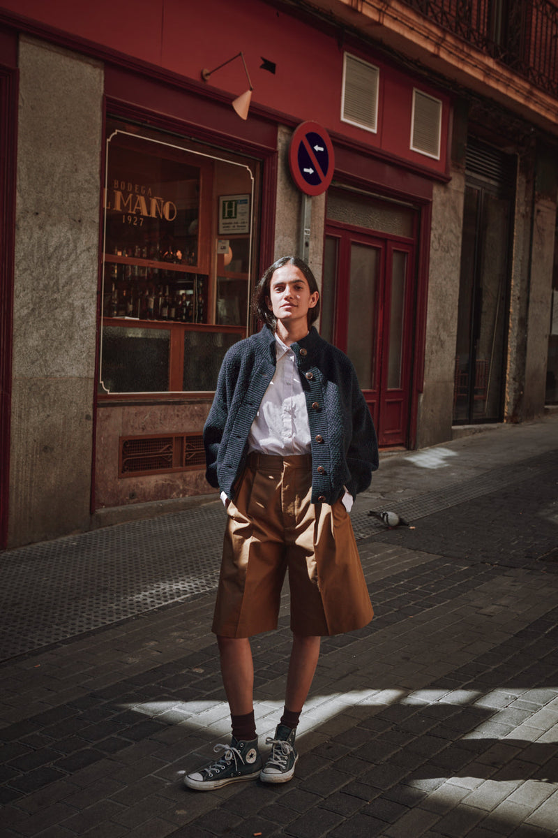 GEORGE High-Neck Cardigan Jacket in Yak-Merino Wool - Midnight Blue