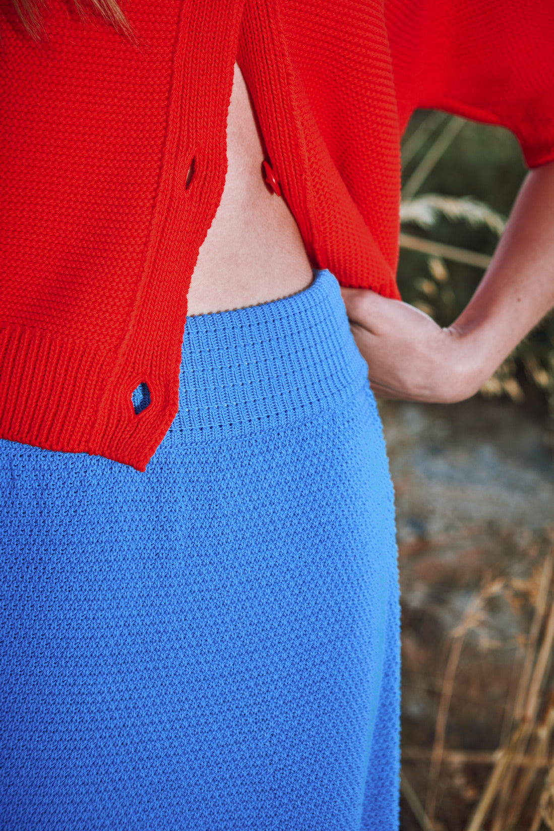 GILDA Long Skirt in Organic Cotton - Cyan Blue