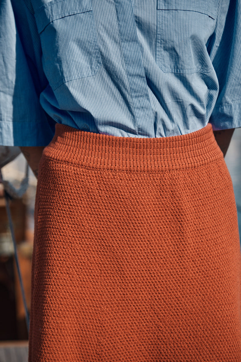 GILDA Flare Skirt in Organic Cotton - Earth Red